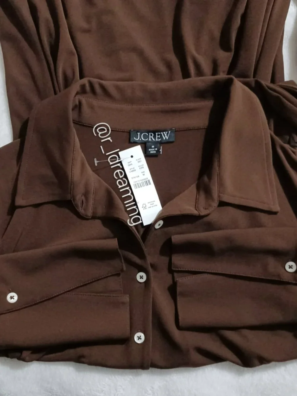 NWT J.Crew Mini Shirt-Dress in Matte Jersey Size Medium In French Press Color